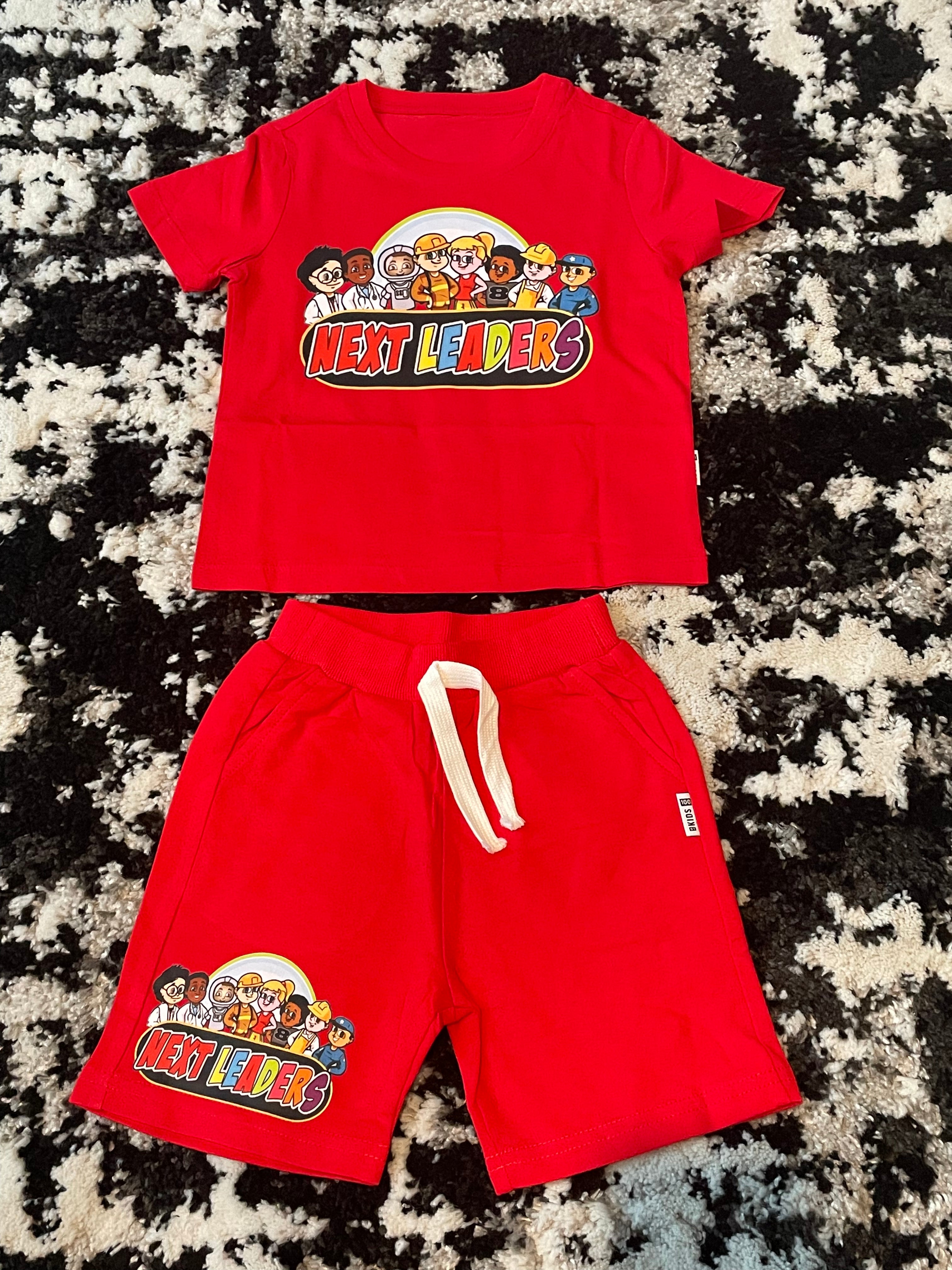 Next Leaders White & Orange T-Shirt & Shorts Set