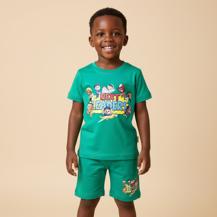 Next Leaders Green Set African Kid Standing Front View