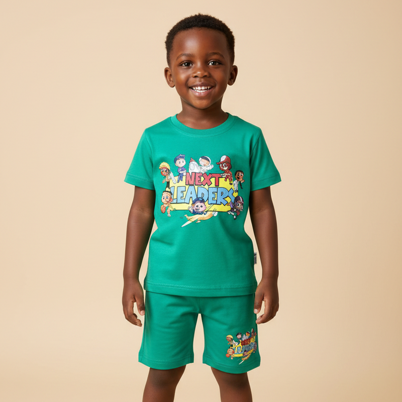 Next Leaders Green Set African Kid Standing Front View