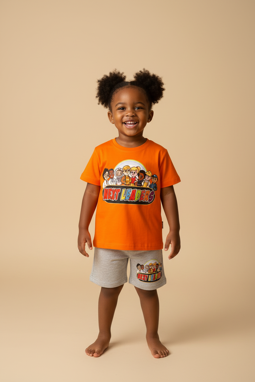 Next Leaders Orange Set African Girl Standing Front View