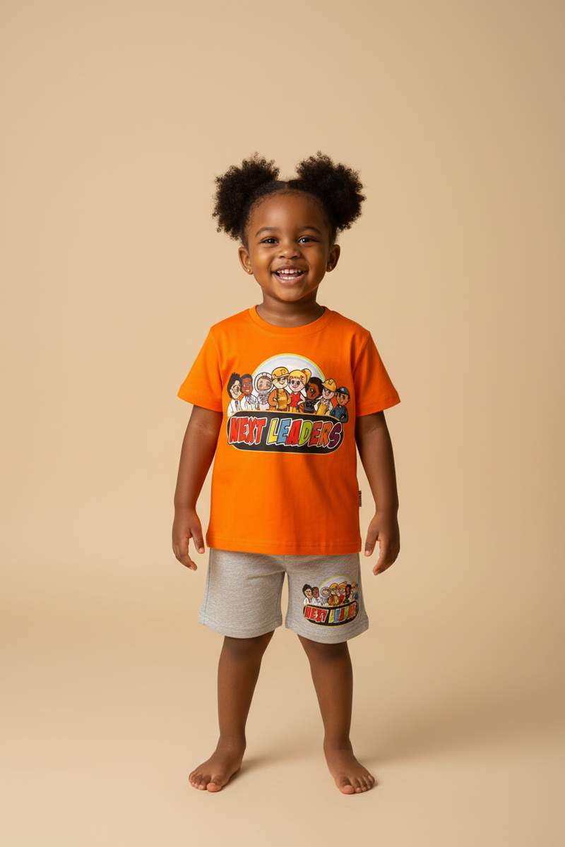 Next Leaders Orange Set African Girl Standing Front View