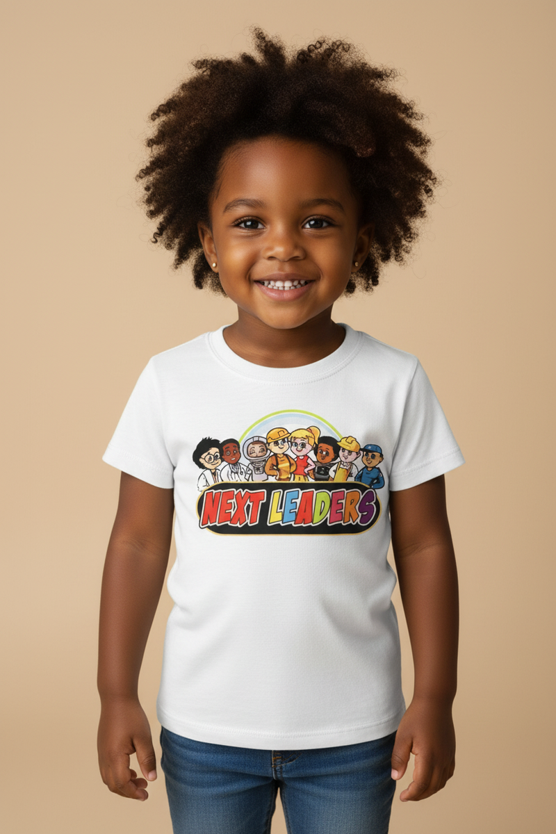 Next Leaders White Tee African Girl Upper Body Focus