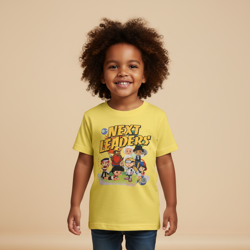 Next Leaders Yellow Tee Mixed African American Child Mockup