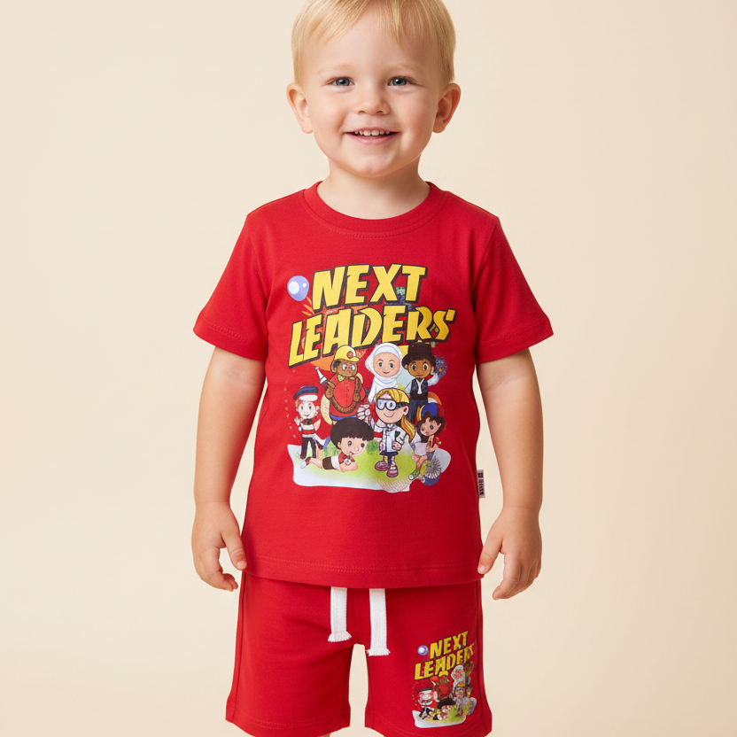 Next Leaders Red Set Asian Kid Standing Front View